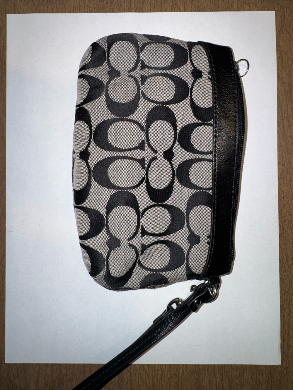 Coach Black and Khaki Signature Canvas Wristlet - Picture 2 of 4